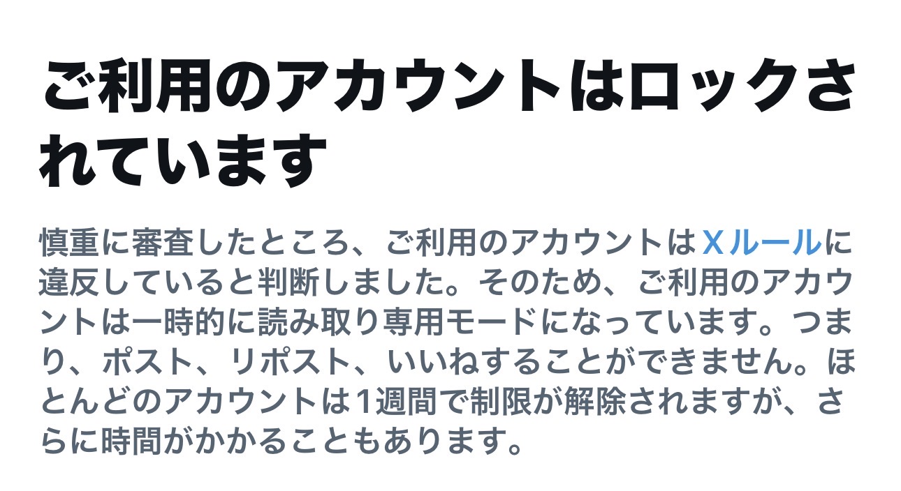 Xのロックがかかりました😭